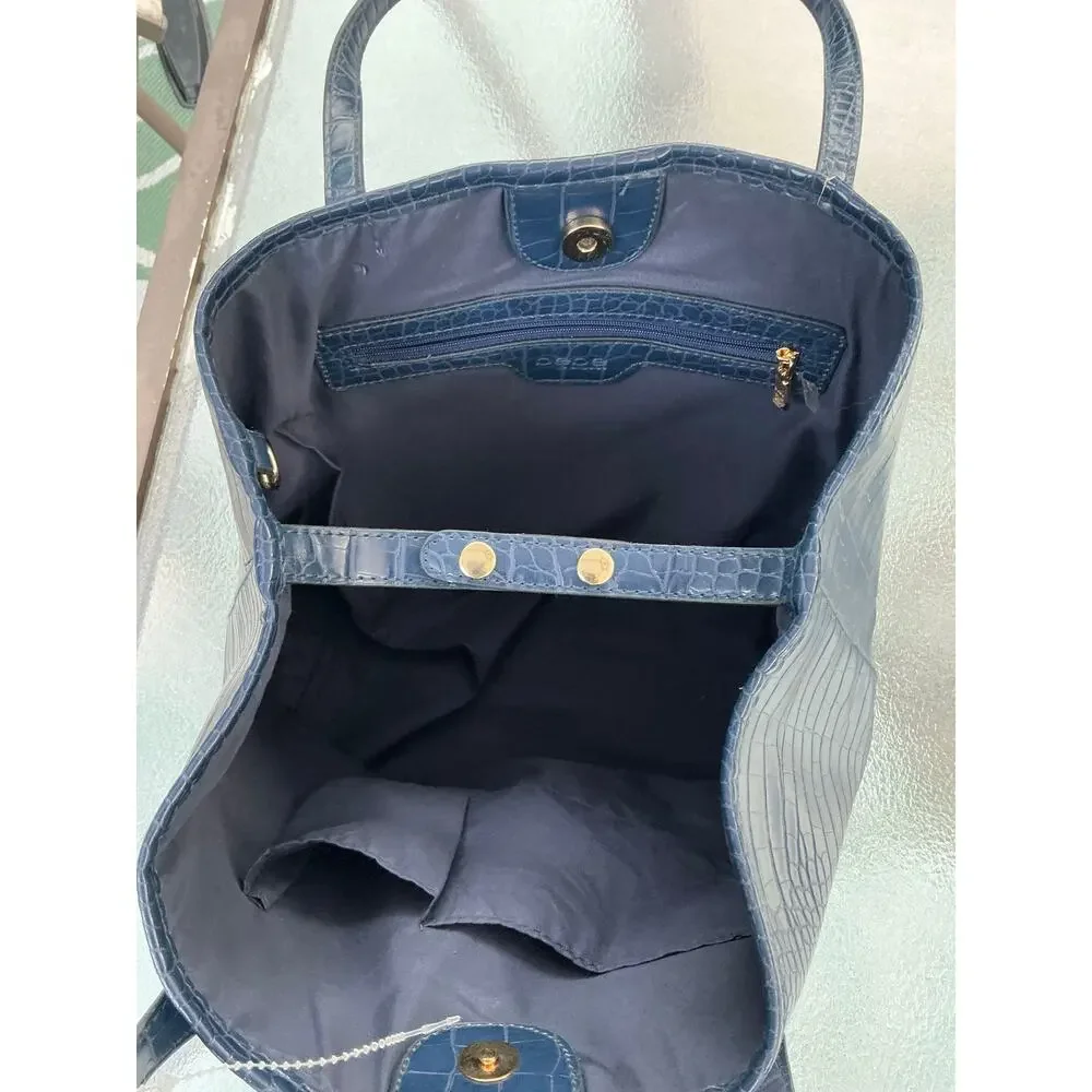 Bebe Navy Croc Embossed Large Tote Bag